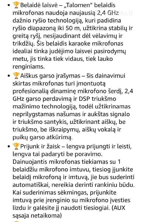 Belaidžiai mikrafonai Talomen 2vnt - nuotraukos Nr. 4