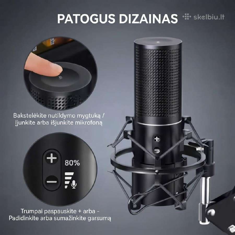 Usb žaidimų ir transliacijų mikrofonas Tonor Q9 - nuotraukos Nr. 5