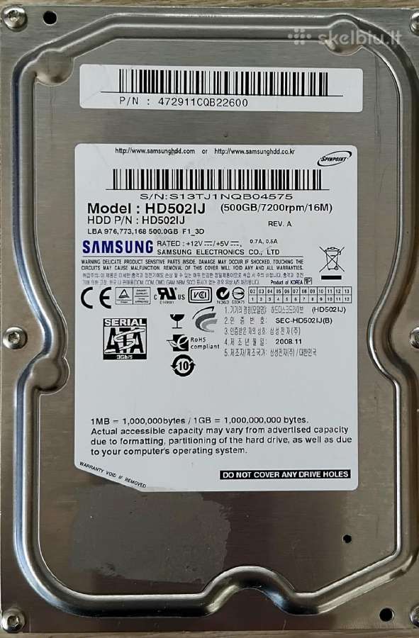 HDD 3.5 sata diskai - nuotraukos Nr. 3