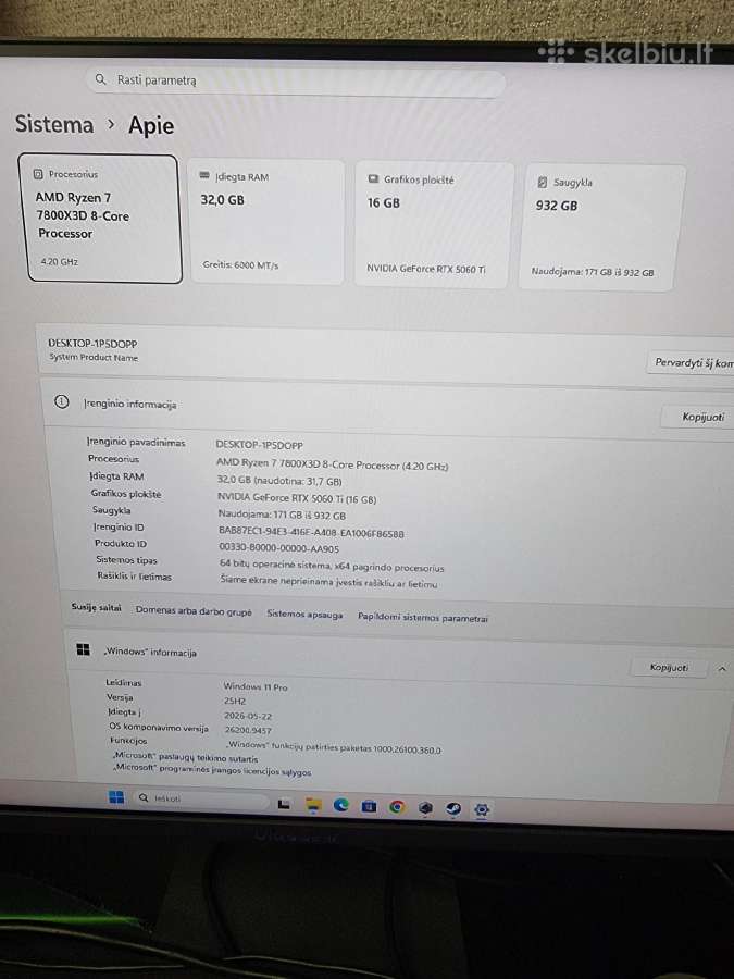 Gaming Pc R7 7800x3d Rtx5060ti 16gb - nuotraukos Nr. 7