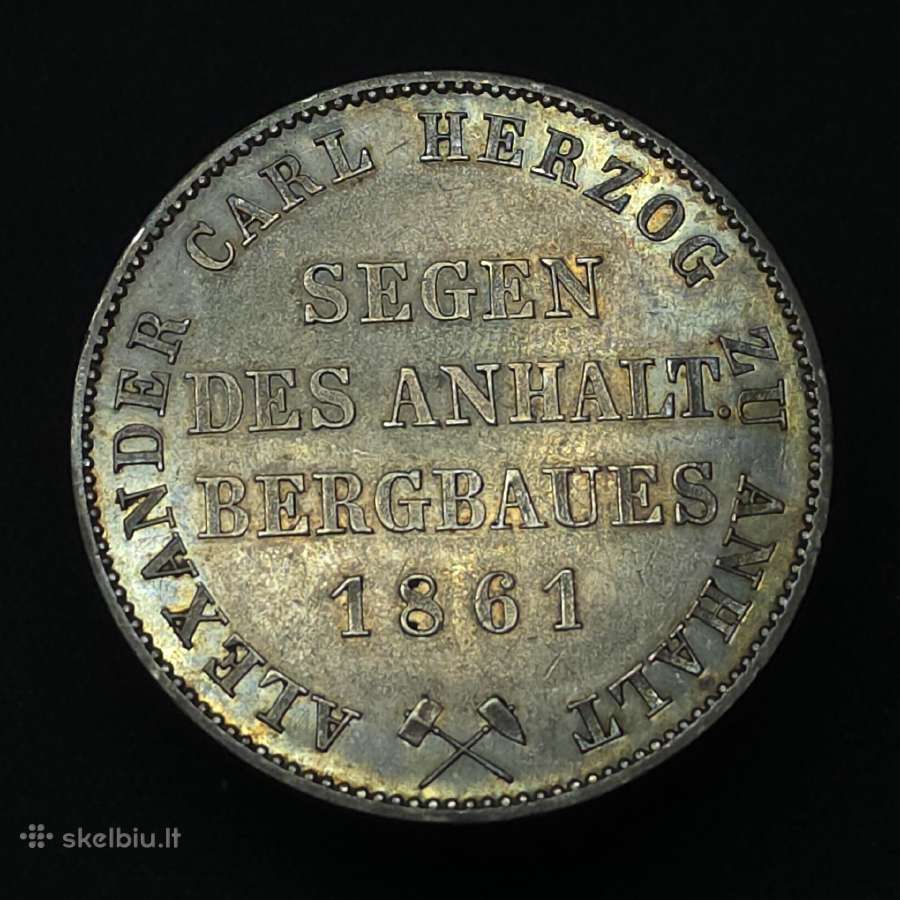 Sidabrinis Anhalto taleris 1861 m.(ausbeutethaler) - nuotraukos Nr. 2