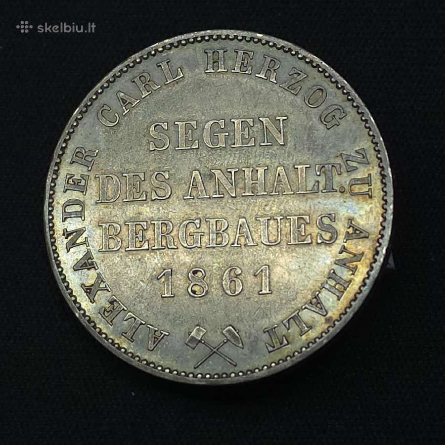 Sidabrinis Anhalto taleris 1861 m.(ausbeutethaler) - nuotraukos Nr. 5