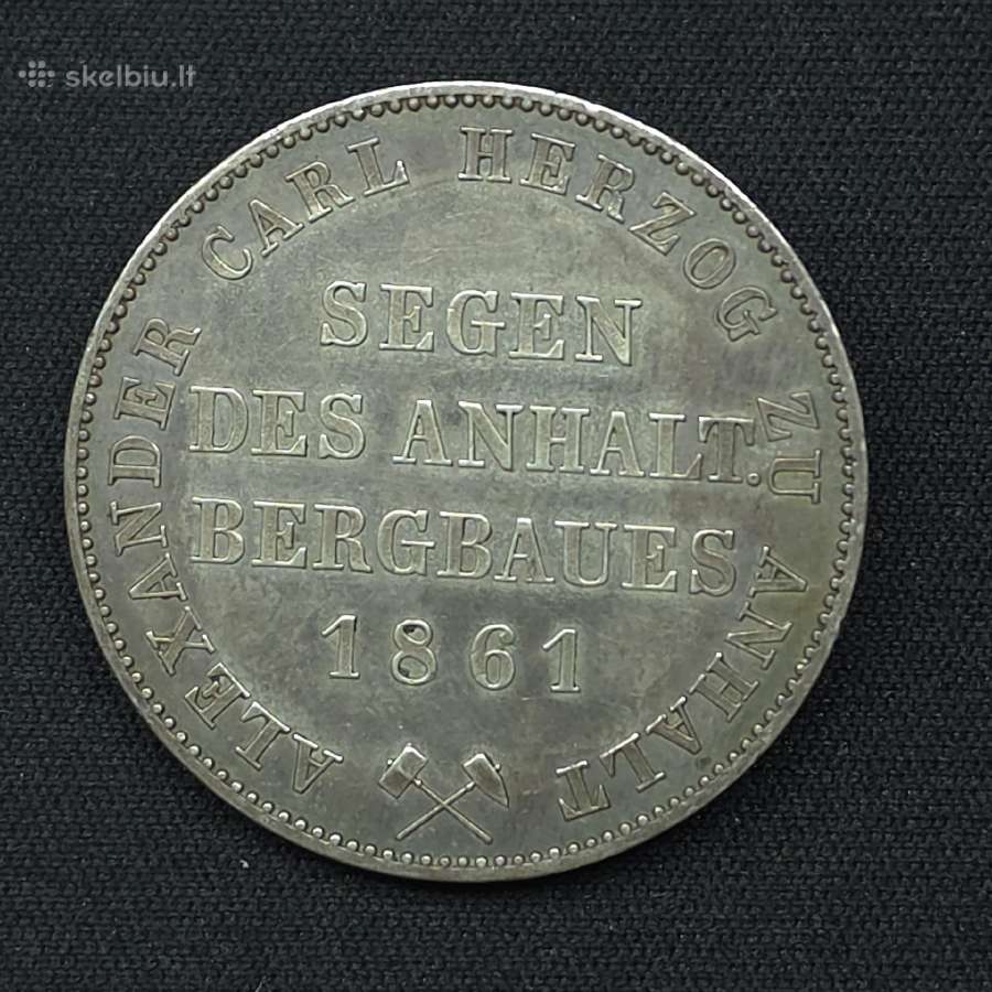 Sidabrinis Anhalto taleris 1861 m.(ausbeutethaler) - nuotraukos Nr. 7