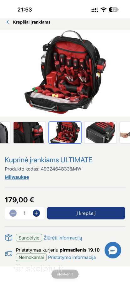 Milwaukee profesionali įrankių kuprinė - nuotraukos Nr. 9