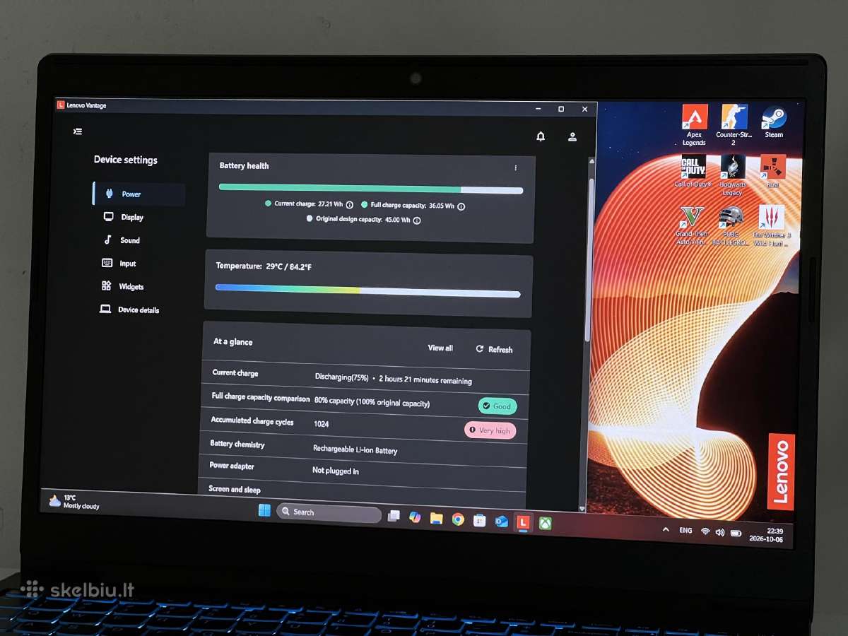 Parduodamas Lenovo L340 su Gtx 1650, 16gb/1.25tb. - nuotraukos Nr. 10