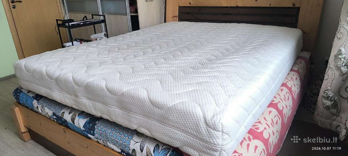 Rankų darbo Lova iš uosio su matrasu 160 X 200 - nuotraukos Nr. 6