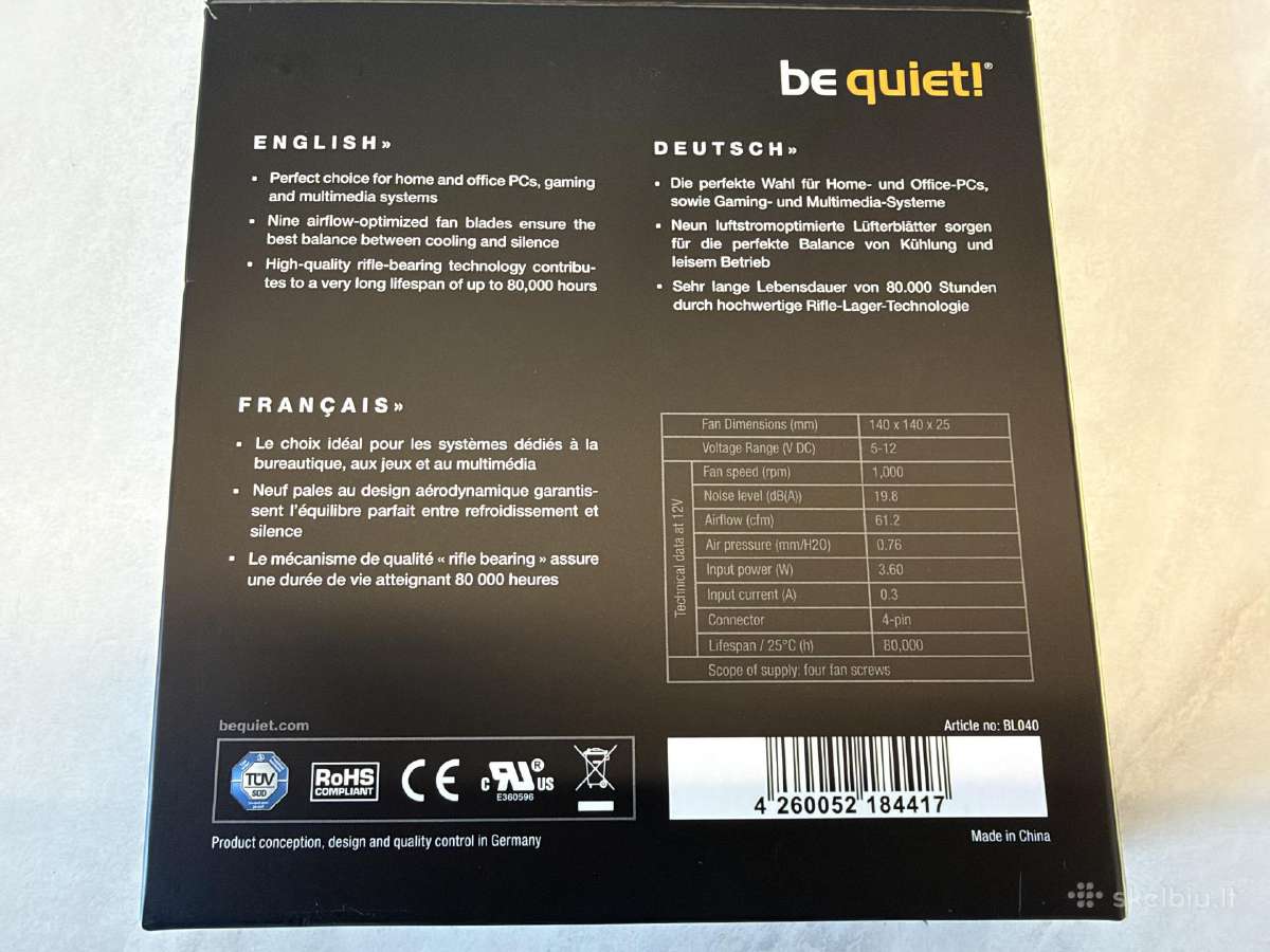 Be quiet! Pure Wings 2 Pwm 140 mm (Bl040) - nuotraukos Nr. 5