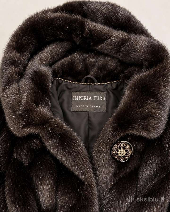 Imperia Furs audinės kailiniai su gobtuvu ir diržu - nuotraukos Nr. 6