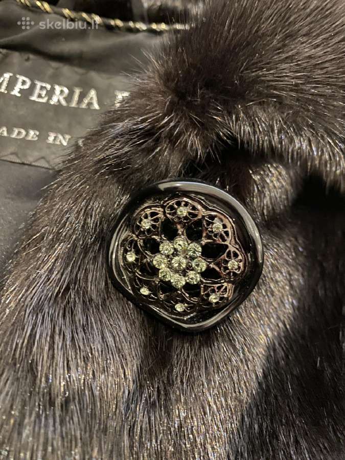 Imperia Furs audinės kailiniai su gobtuvu ir diržu - nuotraukos Nr. 8
