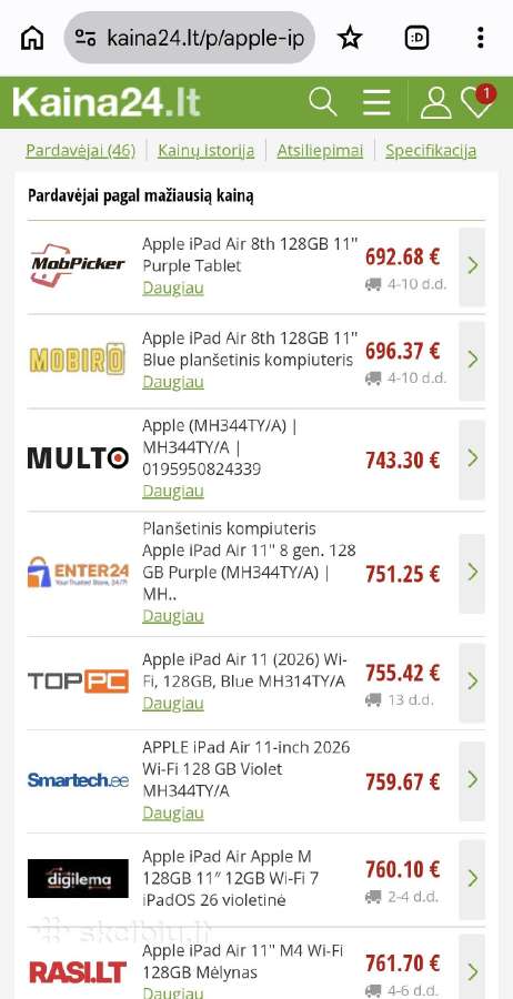iPad Air 11" M4 (2026)/128gb Wi-fi Space Gray - nuotraukos Nr. 3
