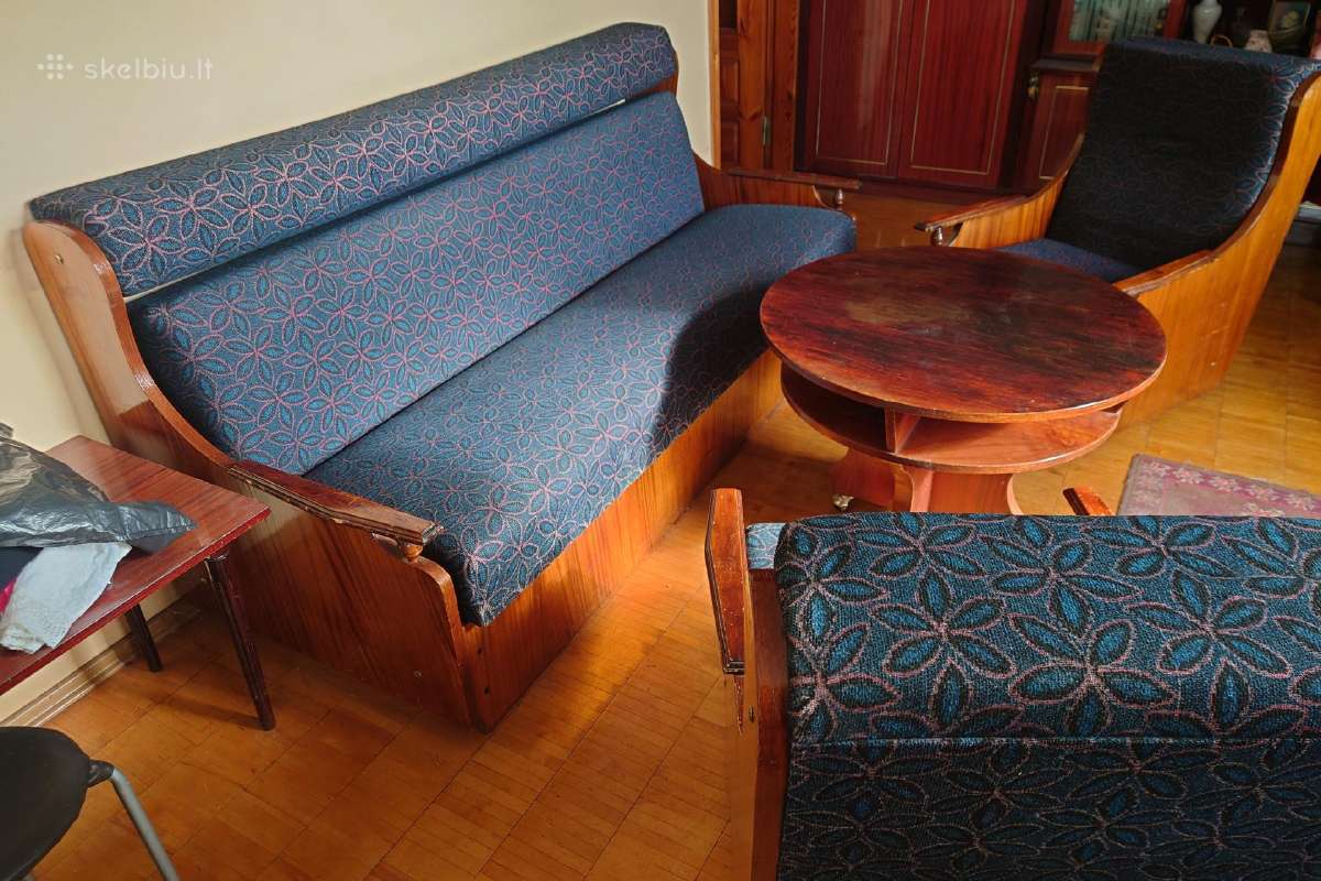 Senoviniai sofa, foteliai, staliukas - nuotraukos Nr. 3