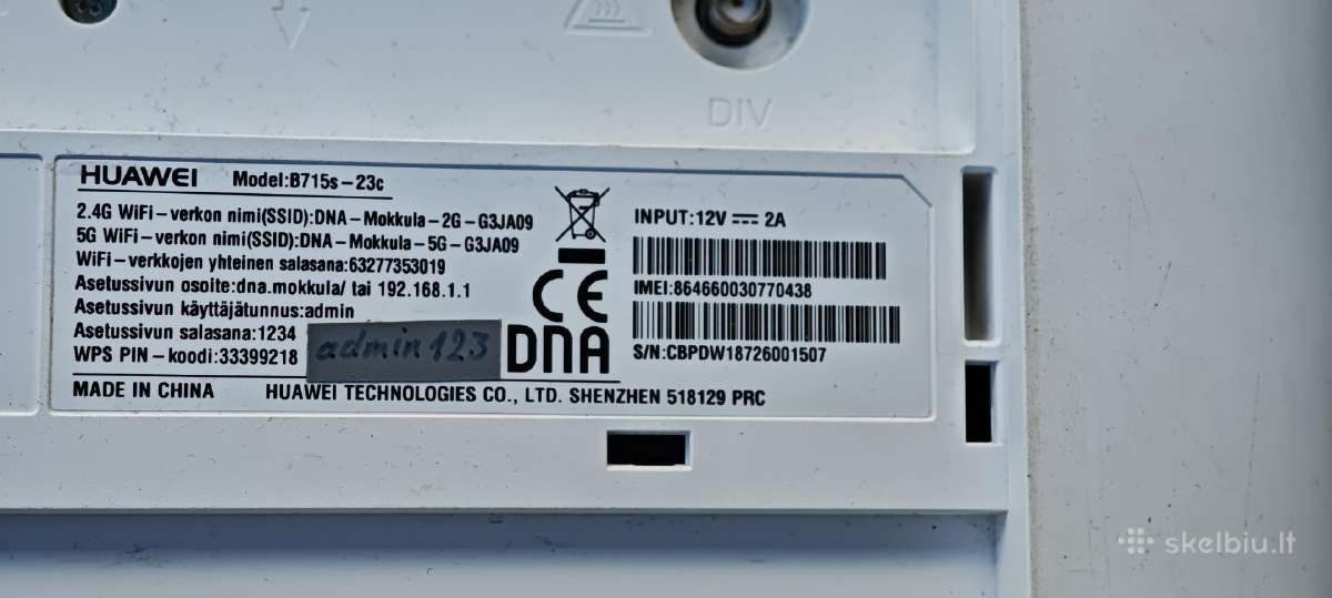 4G modemas Huawei B715s-23c (Sparta iki 450 Mbps) - nuotraukos Nr. 2