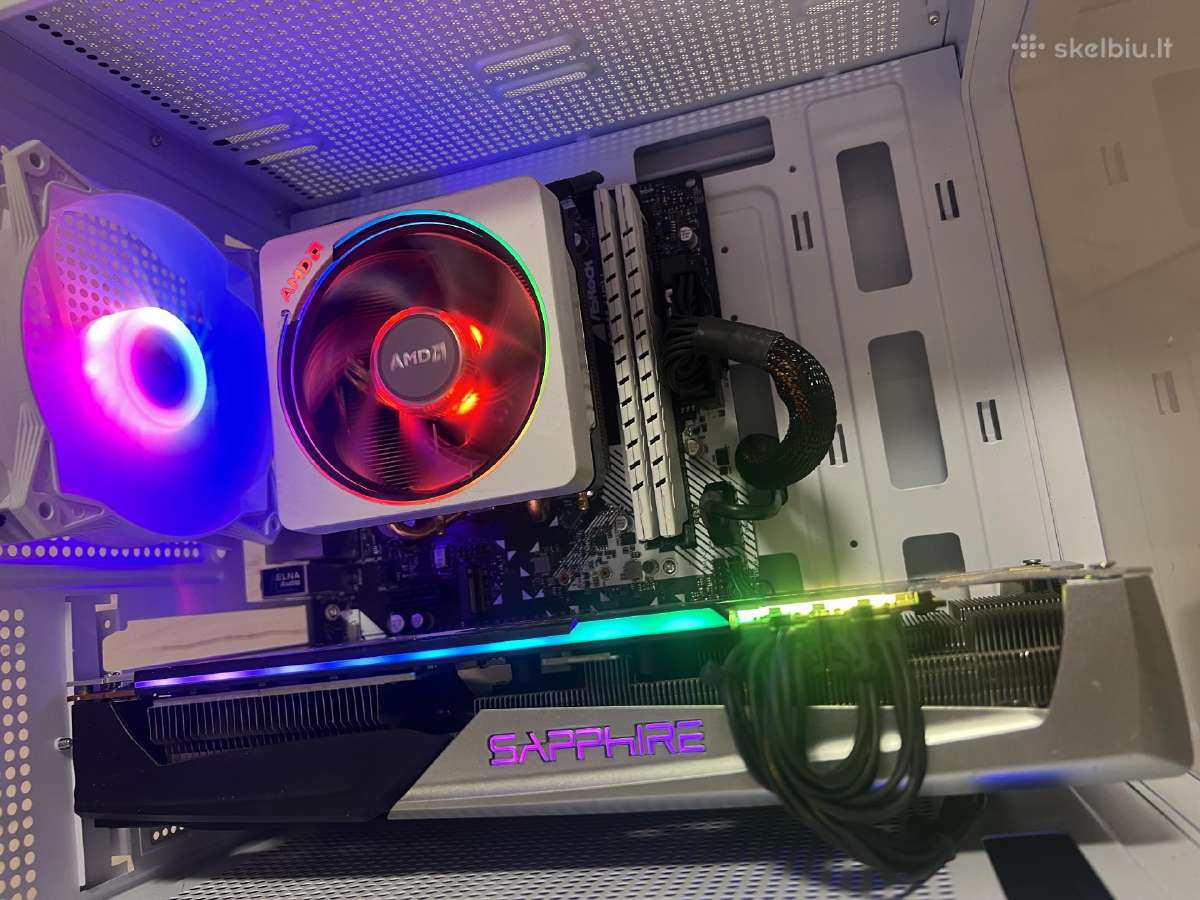 Baltas Žaidimų bei darbo pc rx5700xt r5 16ram - nuotraukos Nr. 5