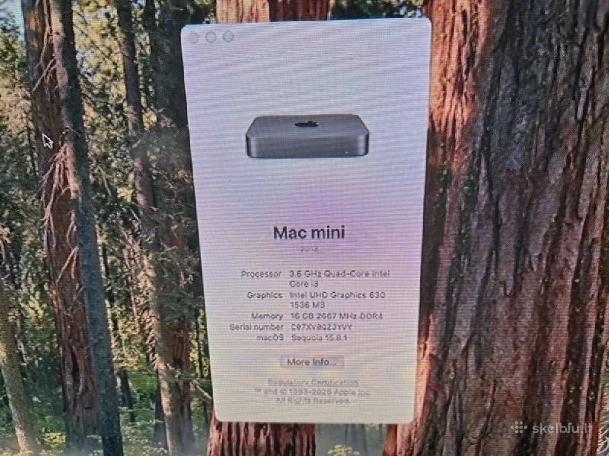 Apple Mac mini 2018 i3 / 16gb RAM / 128gb SSD - nuotraukos Nr. 2