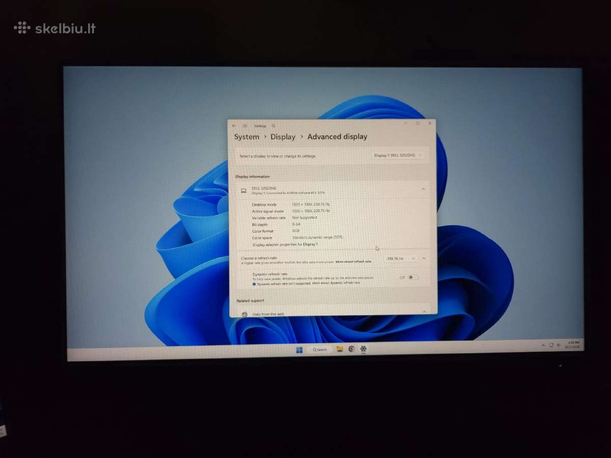 240hz Monitorius Dell S2522hg - nuotraukos Nr. 3