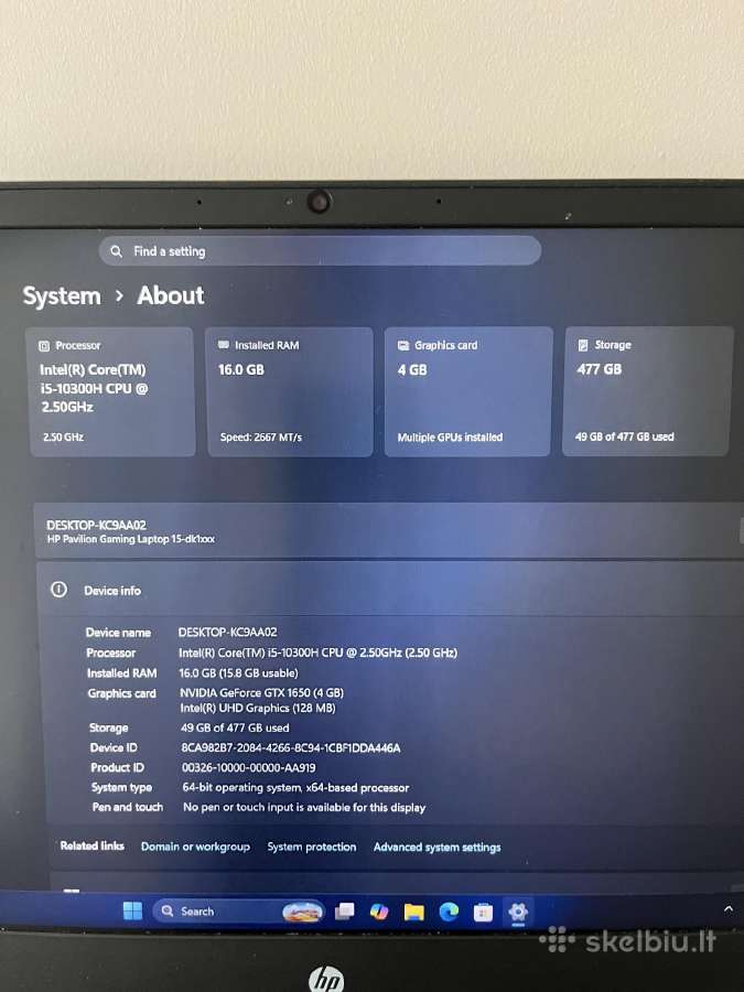 Hp Pavilion Gaming 15 - nuotraukos Nr. 11