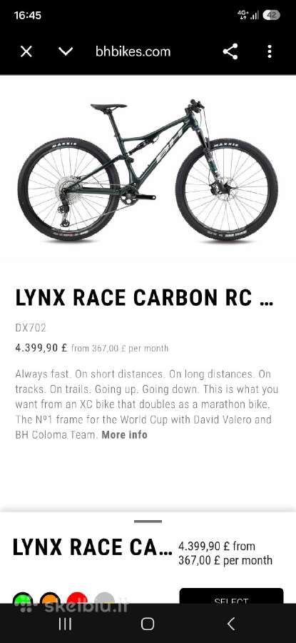 BH lynx race carbon RC full XC 1x12 XT Fox34 Lsize - nuotraukos Nr. 7