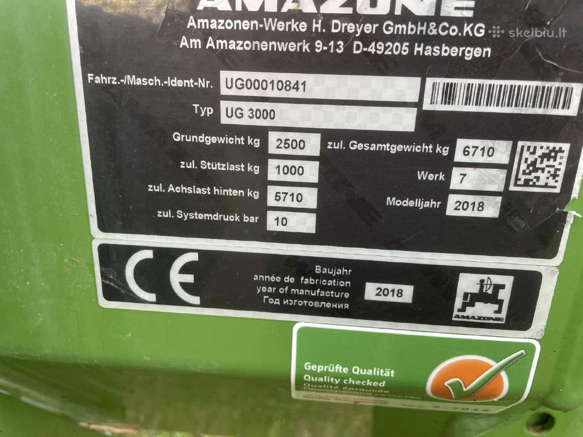 Purkštuvas Amazone Ug 3000 - nuotraukos Nr. 7