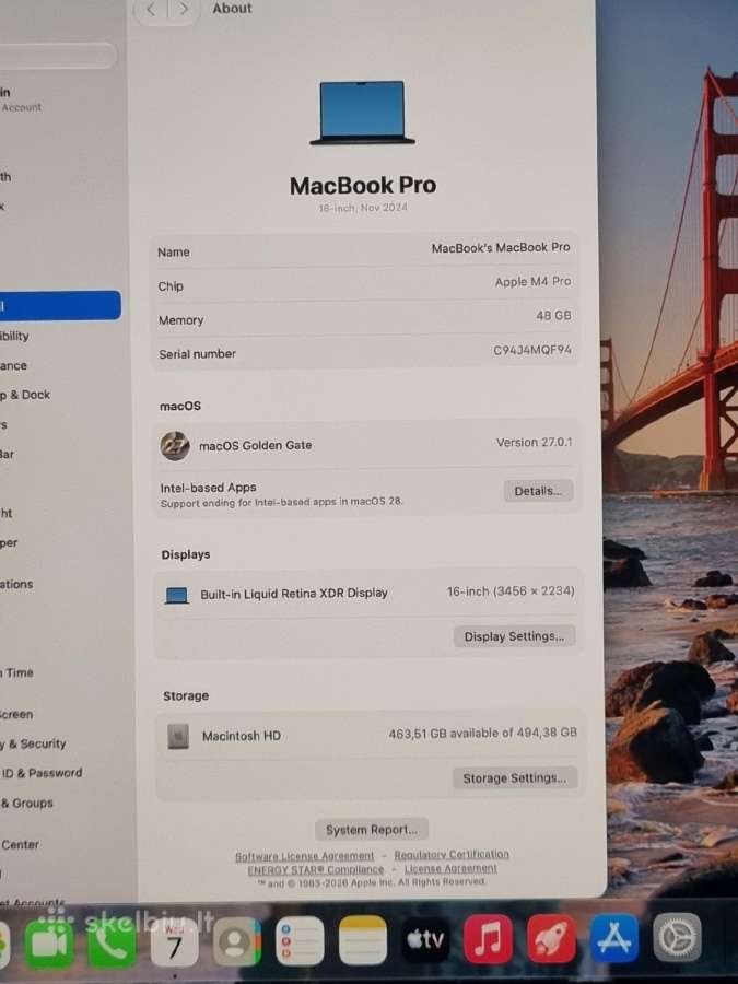 MacBook Pro 16 M4 / 48gb / 512gb - nuotraukos Nr. 7