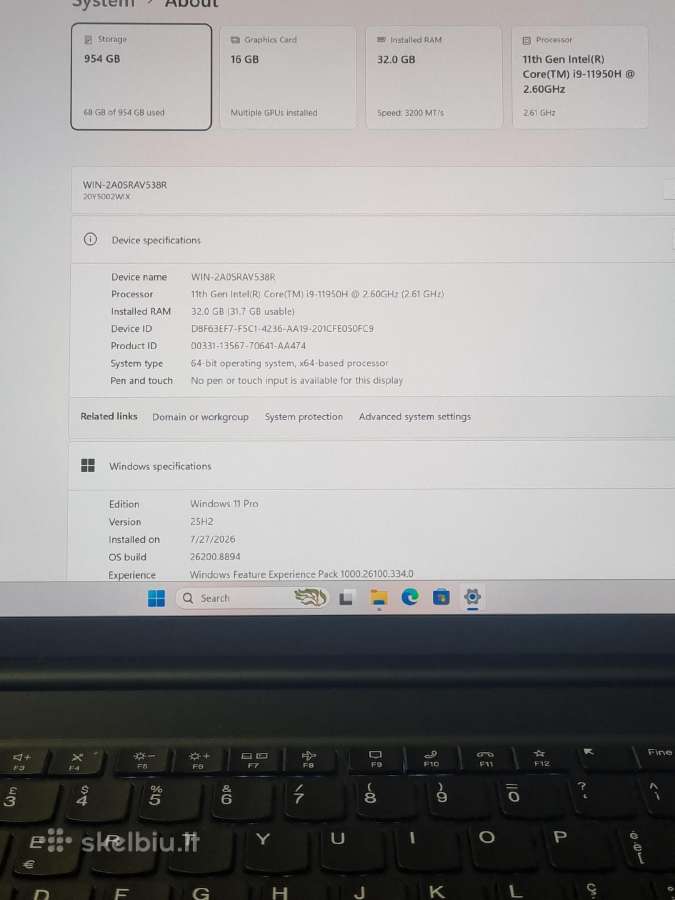 Lenovo Thinkpad X1 Extreme Gen 4 – i9 / Rtx 3080 - nuotraukos Nr. 9