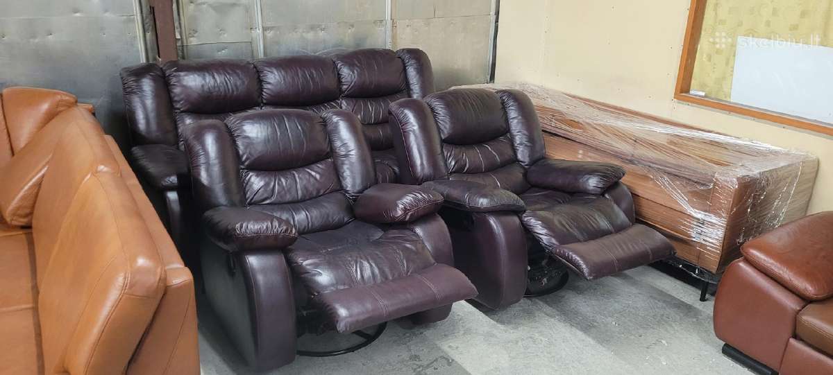 Odiniai Baldai Sofa lova ir 2 Reglaineris Foteliai - nuotraukos Nr. 2