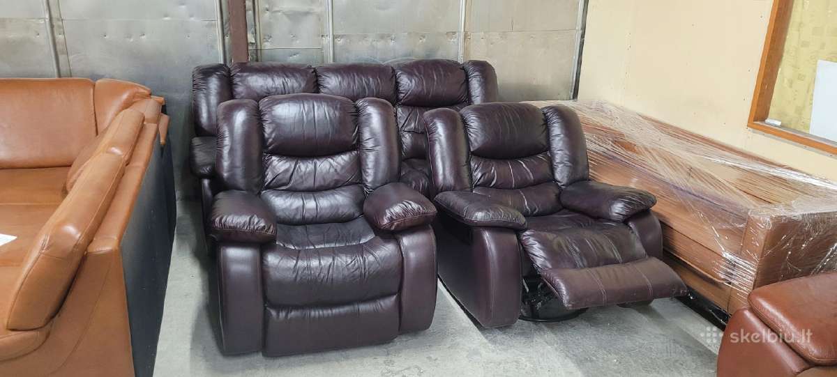 Odiniai Baldai Sofa lova ir 2 Reglaineris Foteliai - nuotraukos Nr. 3