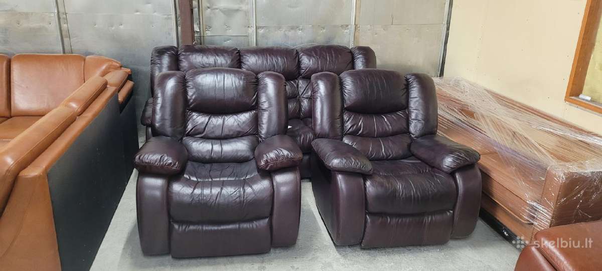 Odiniai Baldai Sofa lova ir 2 Reglaineris Foteliai - nuotraukos Nr. 4