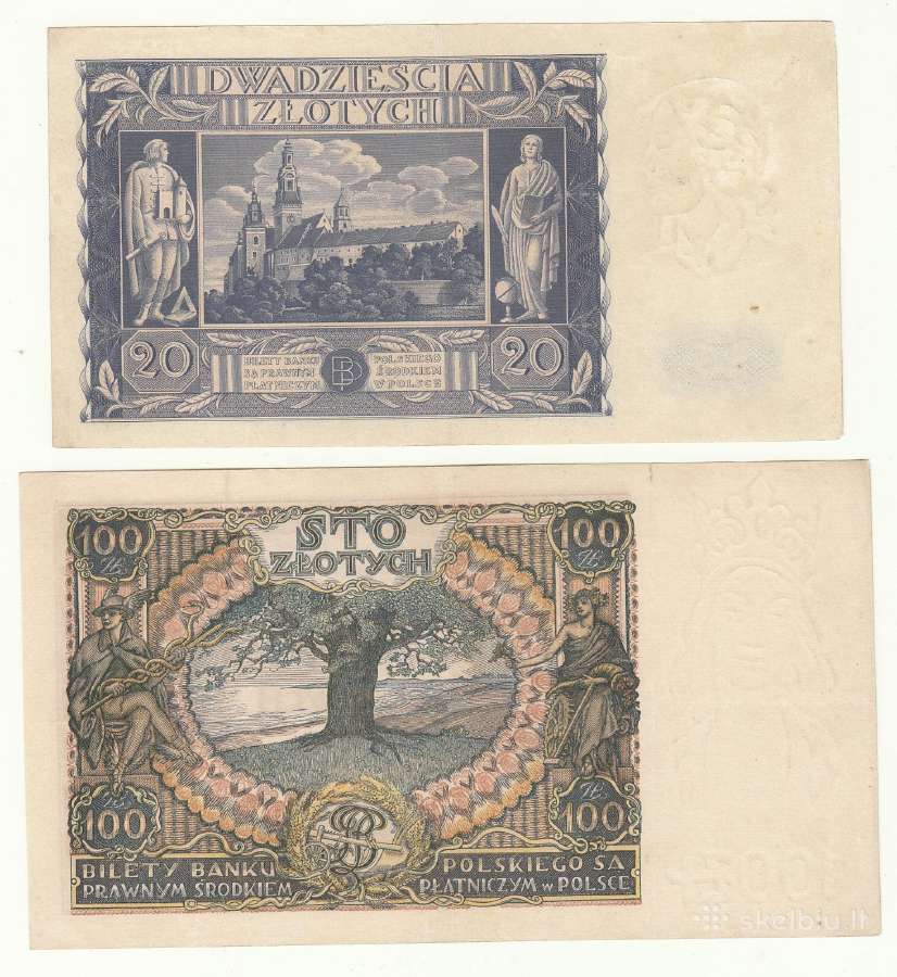 Lenkija 20 ir 100 zlotų. - nuotraukos Nr. 2