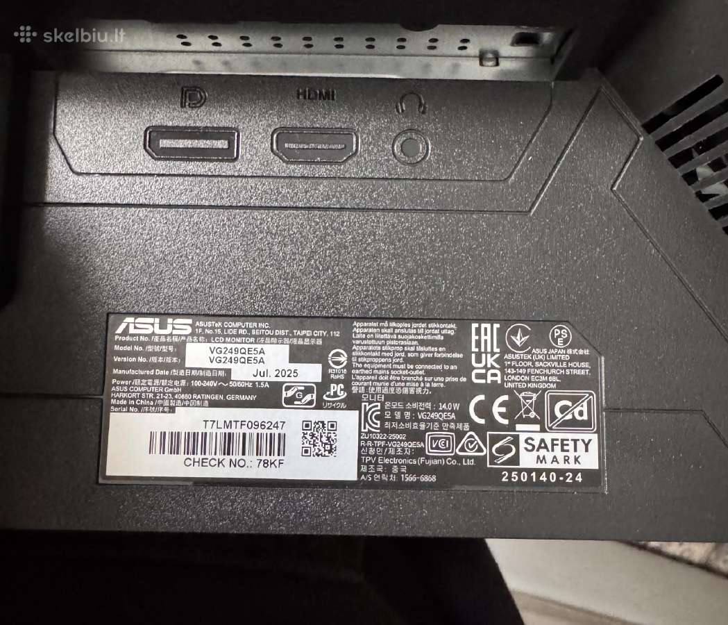 Monitorius asus Vg249qe5a - nuotraukos Nr. 3