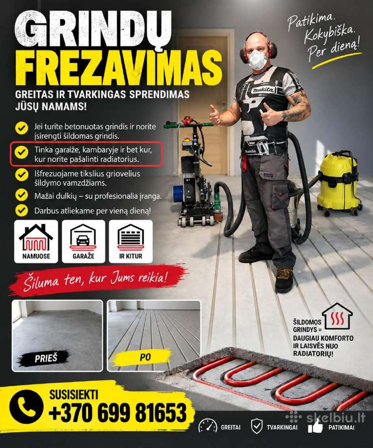 Šildomų grindų frezavimas - nuotraukos Nr. 2