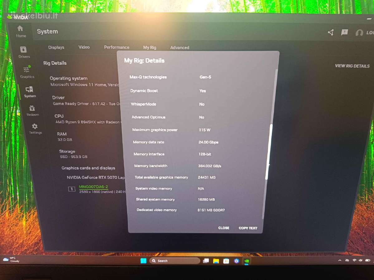 Parduodamas praktiskai naujas Lenovo Legion Pro 5 - nuotraukos Nr. 9