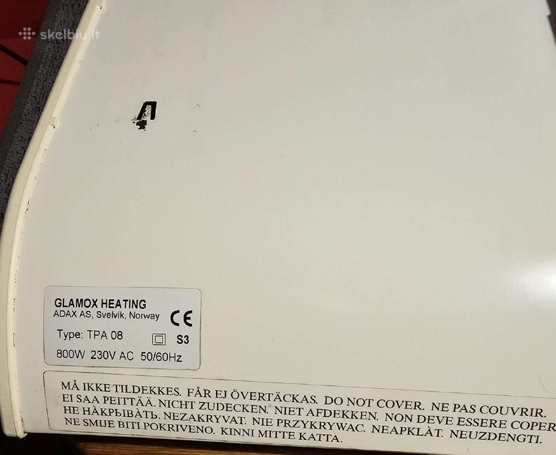 Elektrinis radiatorius Glamox Tpa 80 - nuotraukos Nr. 3