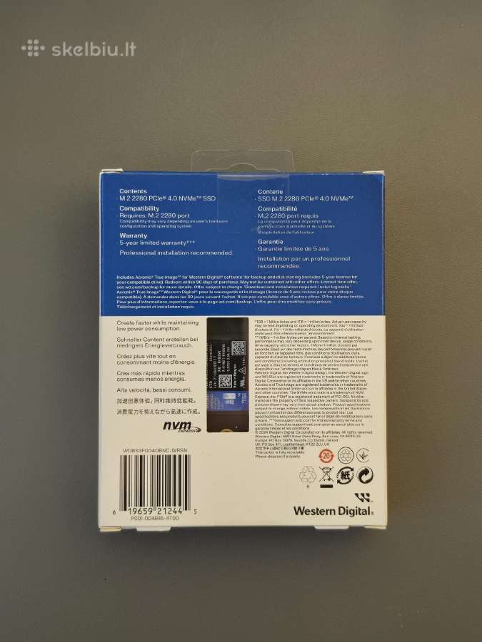 Naujas Wd Blue Sn5000 4 TB M.2 Nvme SSD - nuotraukos Nr. 2