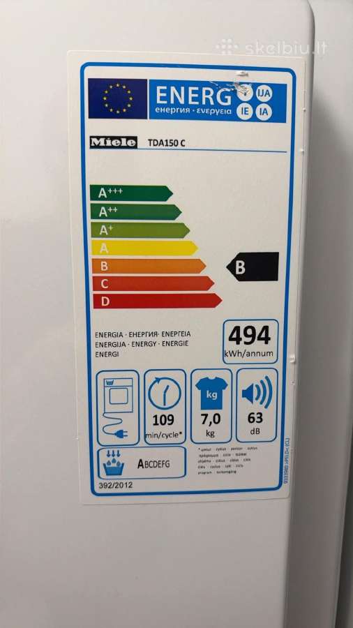 Tvarkinga džiovyklė Miele Tda150 C - nuotraukos Nr. 2
