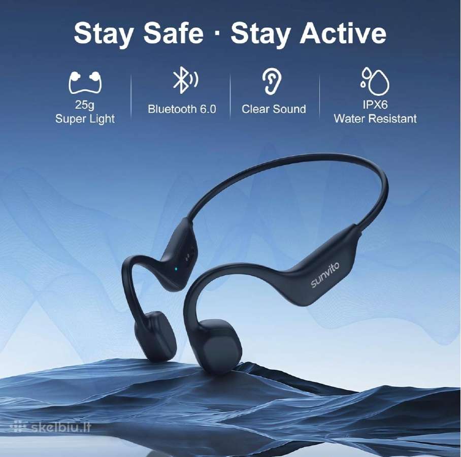 Belaidės bluetooth sportinės ausinės Sunvito - nuotraukos Nr. 2
