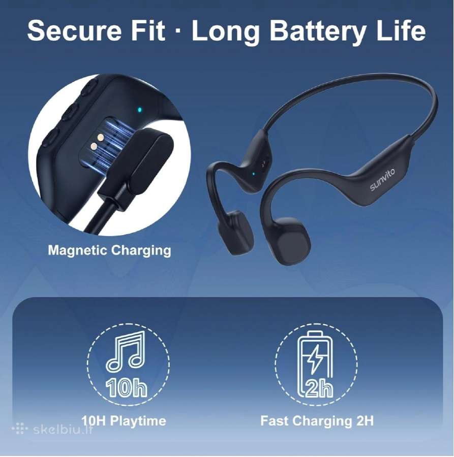 Belaidės bluetooth sportinės ausinės Sunvito - nuotraukos Nr. 6
