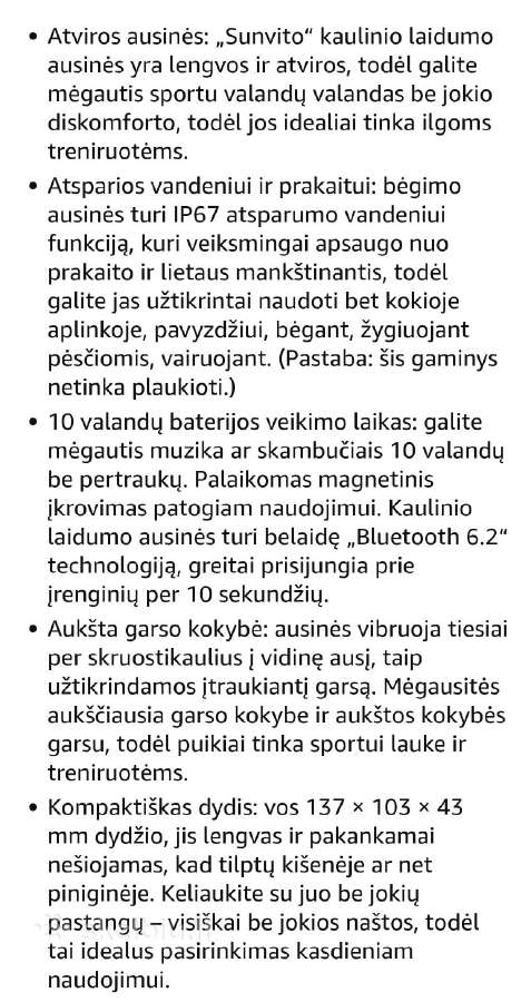 Belaidės bluetooth sportinės ausinės Sunvito - nuotraukos Nr. 7