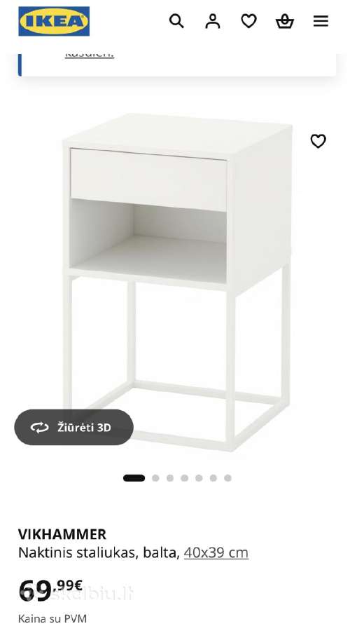 Vikhammer naktiniai staliukai, 2 vnt,balti - nuotraukos Nr. 6