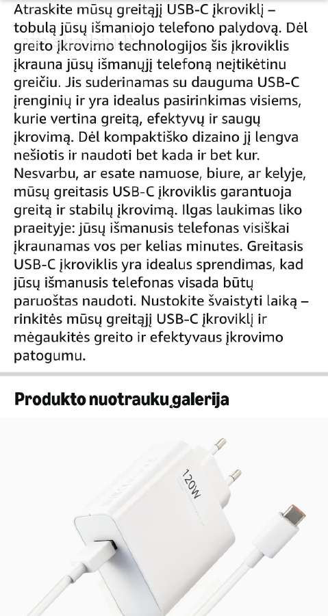 Įkroviklis 120w C-type+ laidas,naujas - nuotraukos Nr. 14