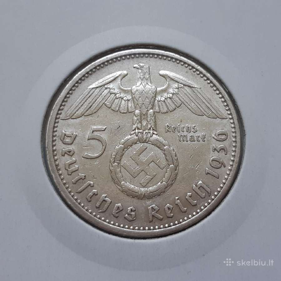 Vokietija 5 reichsmarkės sidabras 1936 A - nuotraukos Nr. 2
