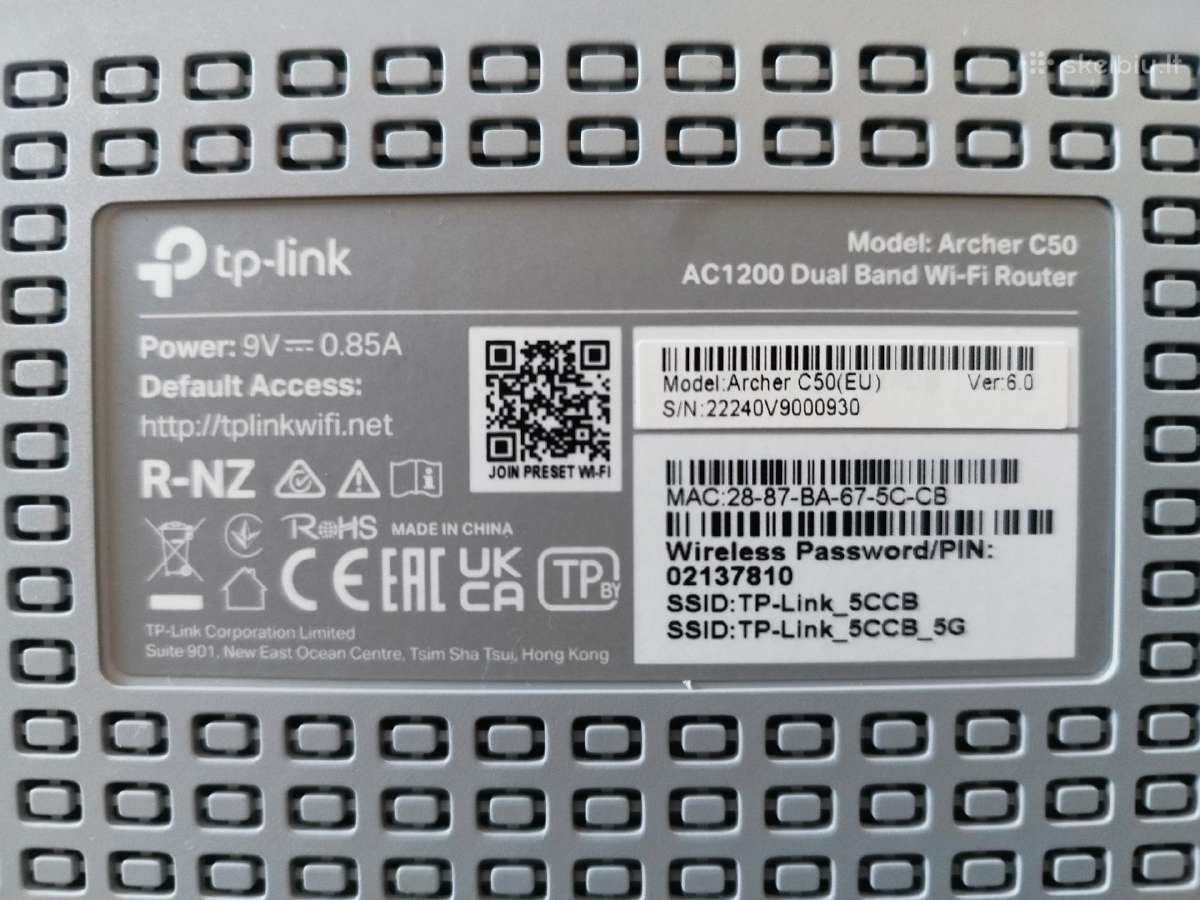 Maršrutizatorius Tp-link Archer C50 - nuotraukos Nr. 2