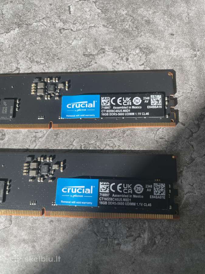 Crucial 32gb (2x16gb) Ddr5-5600 Cl46 RAM - nuotraukos Nr. 2