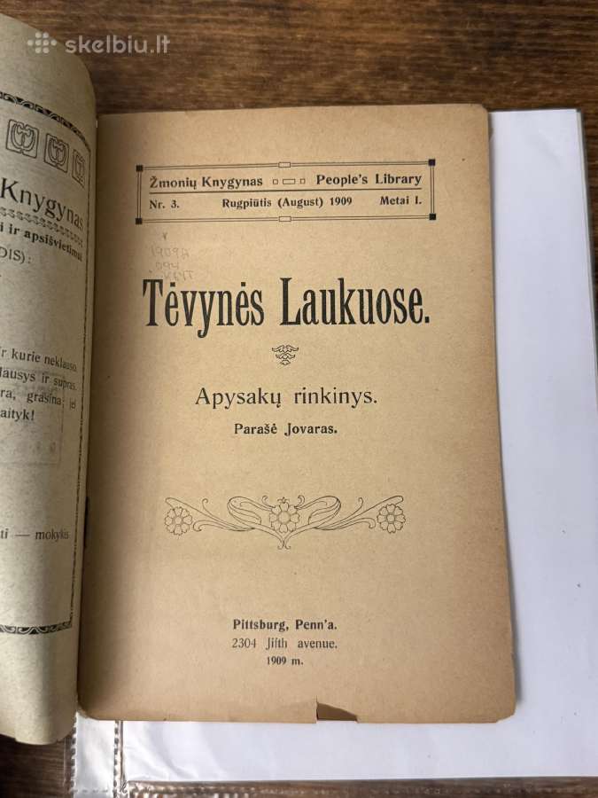 Tėvynės laukuose 1909 m. Antikvarinė knyga - nuotraukos Nr. 2