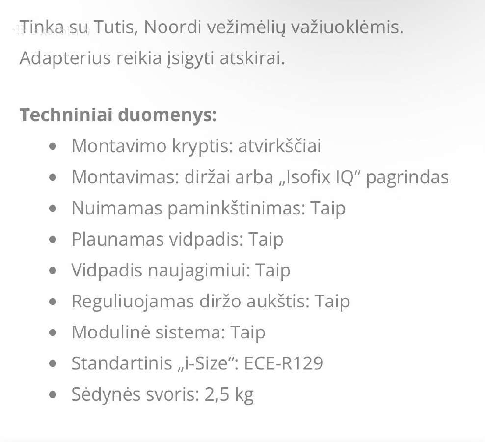 Automobilio kėdutė ir isofix kėdutės bazė - nuotraukos Nr. 15