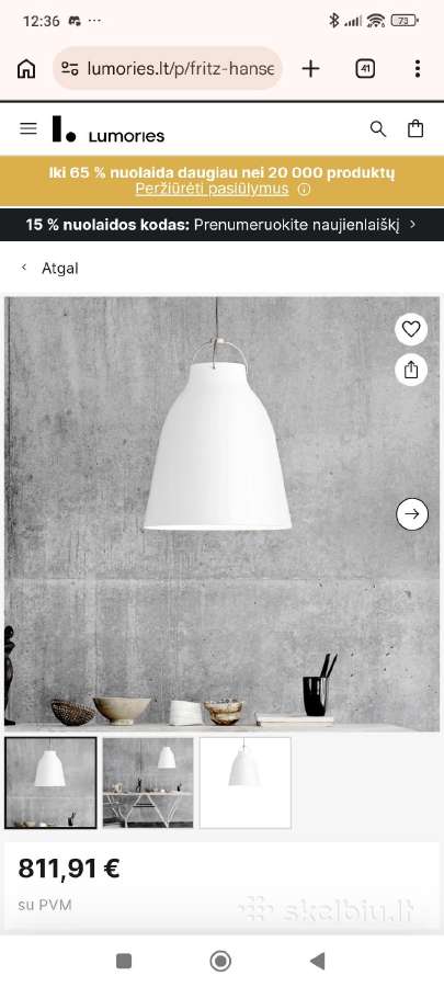 Fritz Hansen Caravaggio p3 White high-gloss - nuotraukos Nr. 8