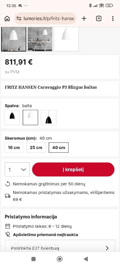 Fritz Hansen Caravaggio p3 White high-gloss - nuotraukos Nr. 9