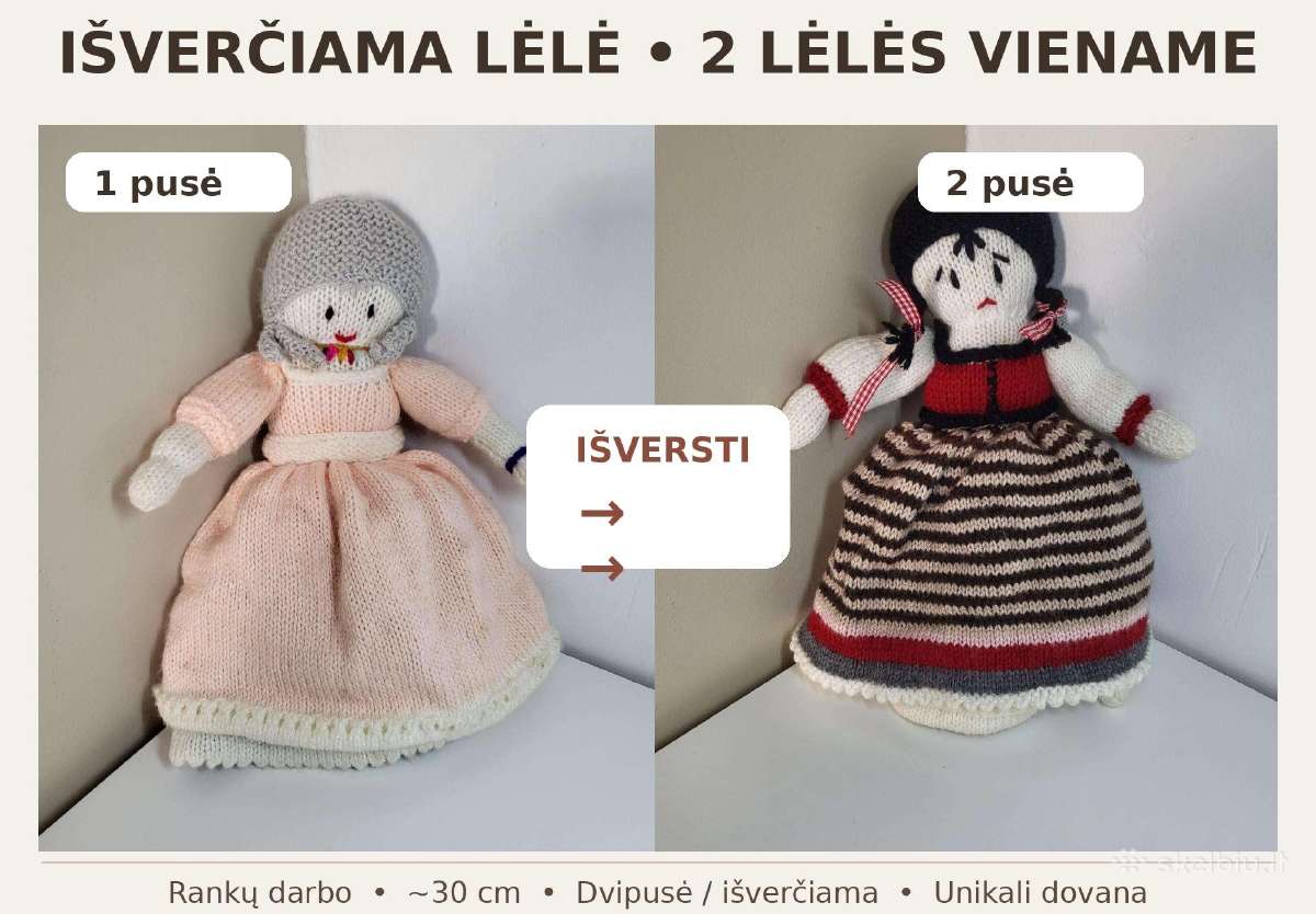 Megzta dvipusė lėlė 30 cm - nuotraukos Nr. 2