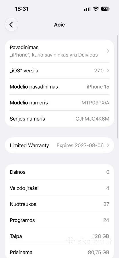 iPhone 15 128gb - nuotraukos Nr. 6