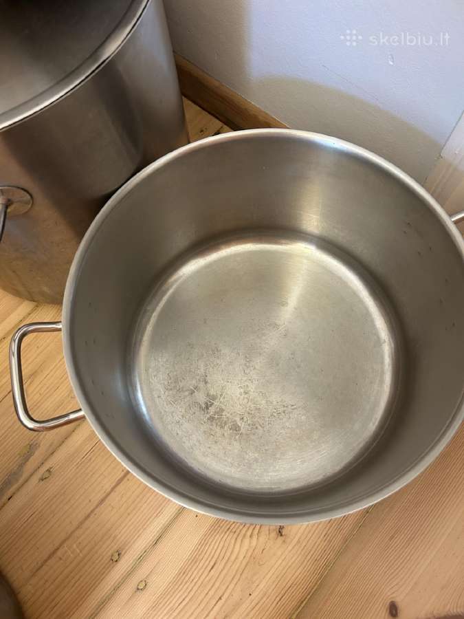 3 dideli nerūdijančio plieno puodai su dangčiais - nuotraukos Nr. 2
