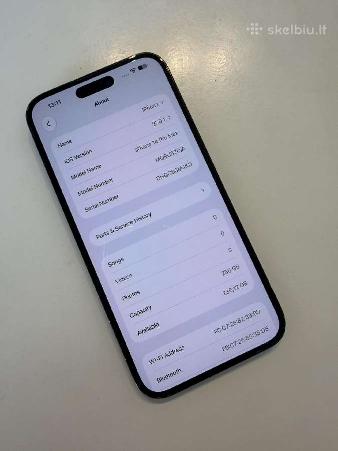 Apple iPhone 14 pro max 256gb space black 100% - nuotraukos Nr. 4